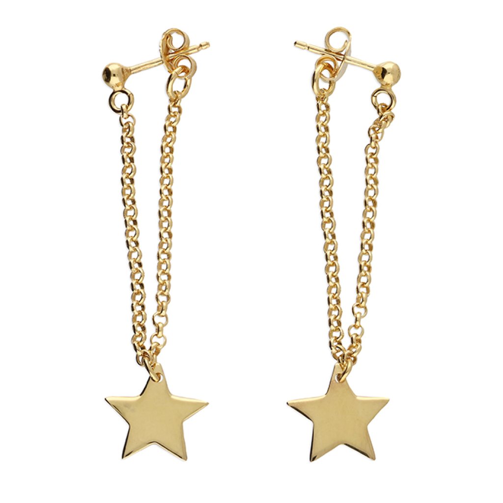 Gold-Plated Star Drop Earrings