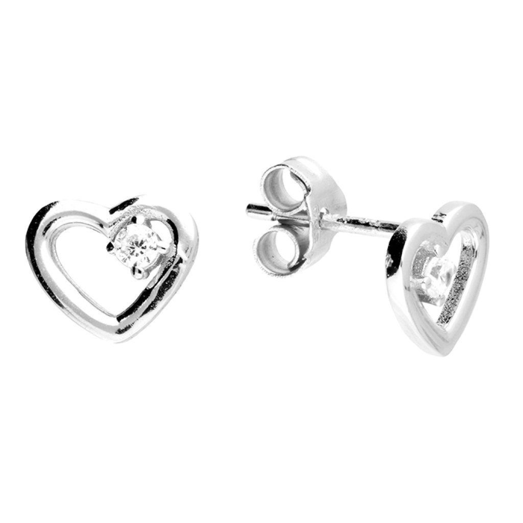 CZ Heart Stud Earrings