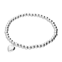 Silver Beaded Bracelet with Heart