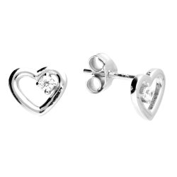 CZ Heart Stud Earrings